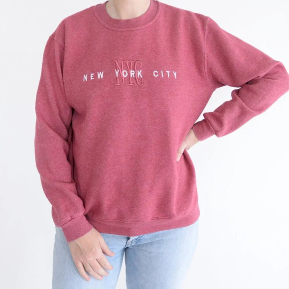 Wali U.S.A.  New York Dusty Rose Cotton Blend City Crewneck Sweater S - Picture 2 of 13